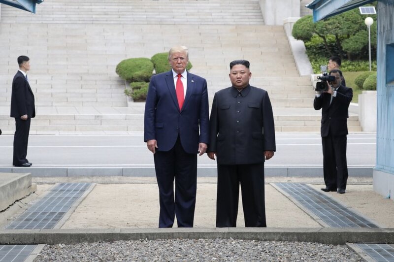 US President Donald Trump and North Korean President Kim Jong-un at the inter-Korean border in 2019. Photo: Xinhua