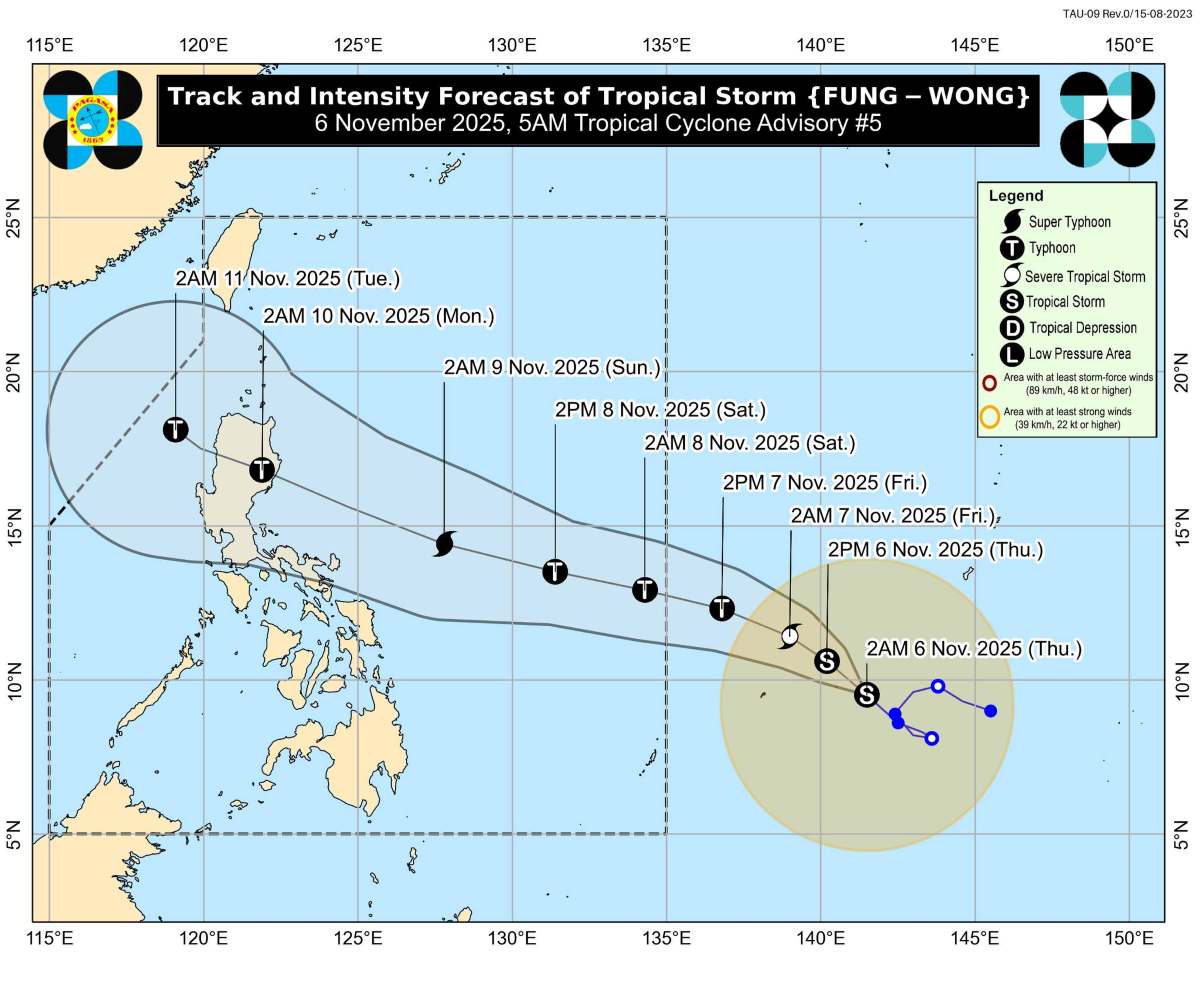 Forecast of the path of Typhoon Fung-wong, the predecessor of Typhoon No. 14. Photo: PAGASA