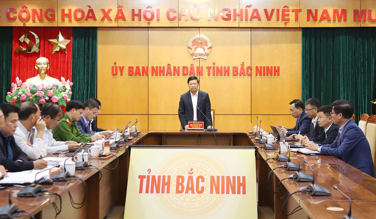 バクニン省人民委員会副委員長のダオ・クアン・カイ氏が会議の議長を務めた。写真: グエンミエン