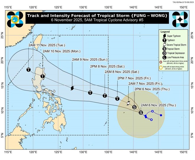 Forecast of the path of Typhoon Fung-wong, the predecessor of Typhoon No. 14. Photo: PAGASA