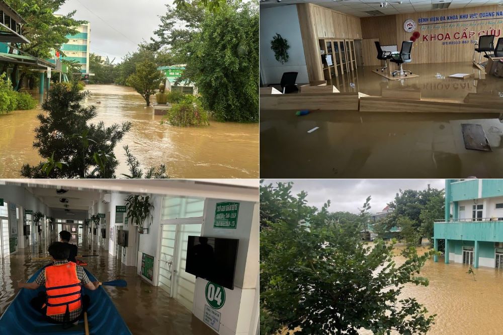 Benh vien tro thanh noi tranh tru cua hon 1.000 benh nhan va nguoi nha, cung hon 130 nhan vien y te. Anh: Tran Thi