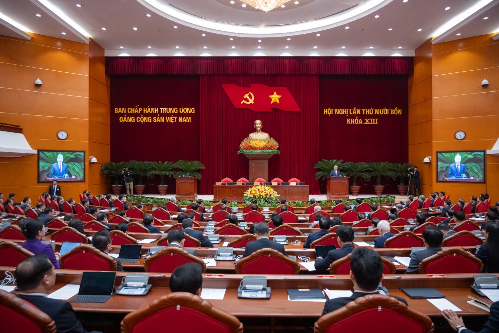 On the morning of November 6, 2025, in Hanoi, the 14th Conference of the 13th Party Central Committee held a closing session. Photo: Pham Thang
