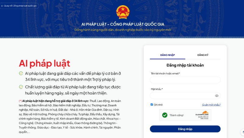 The National Law Portal has the feature of applying artificial intelligence (AI). Photo: Tri Minh