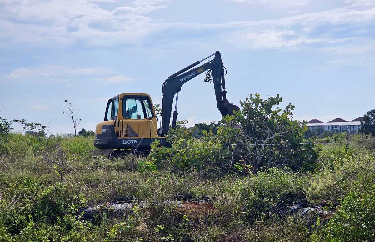 May moc tai hien truong khoi phuc tinh trang ban dau cua dat bi lan chiem. Anh: Duy Tuan