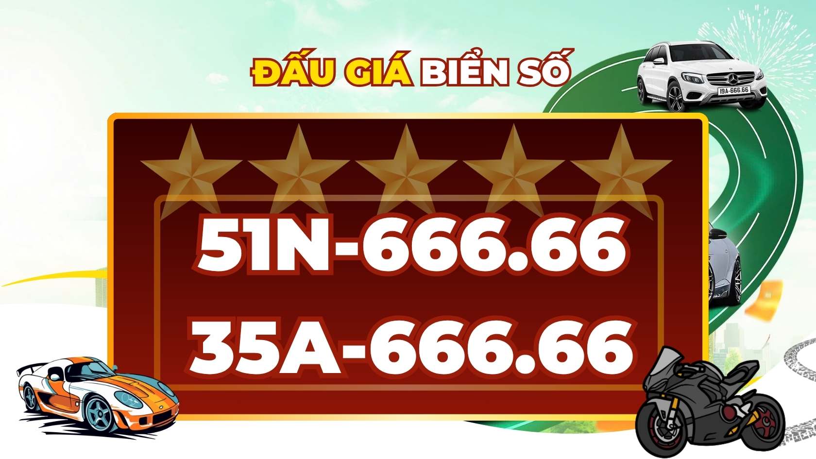 번호판 51N-666.66 및 35A-666.66은 11월 6일 오후 경매에 나올 예정입니다