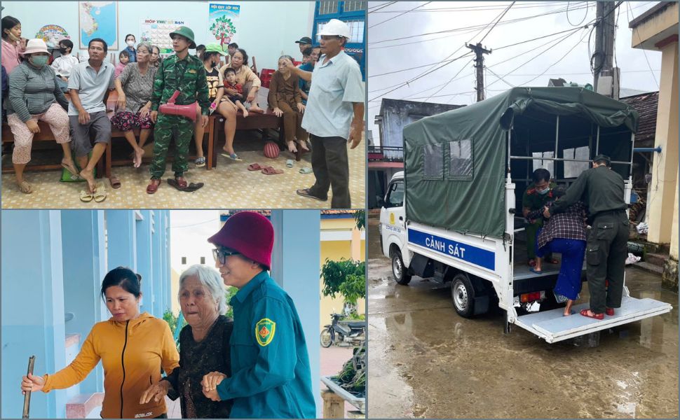 The government and functional forces of Gia Lai province supported people to evacuate to shelters to avoid storm No. 13. Photo: Hoai Phuong