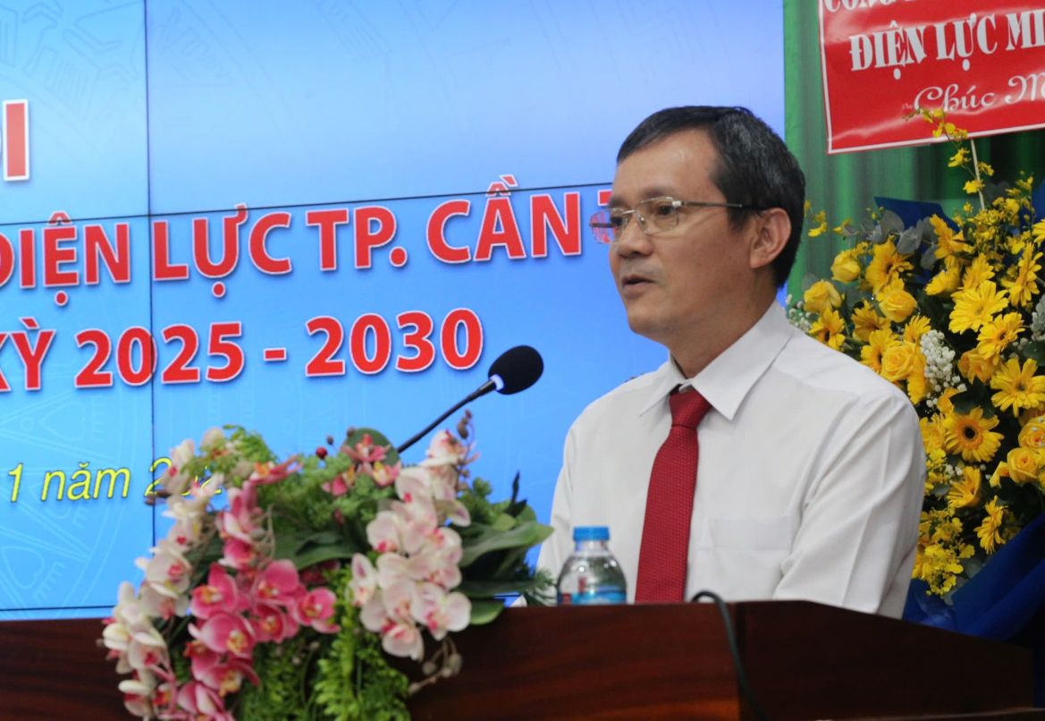 Ong Le Xuan Thai - Chu tich Cong doan Tong cong ty Dien luc mien Nam phat bieu chi dao tai Dai hoi: Anh: An Duy