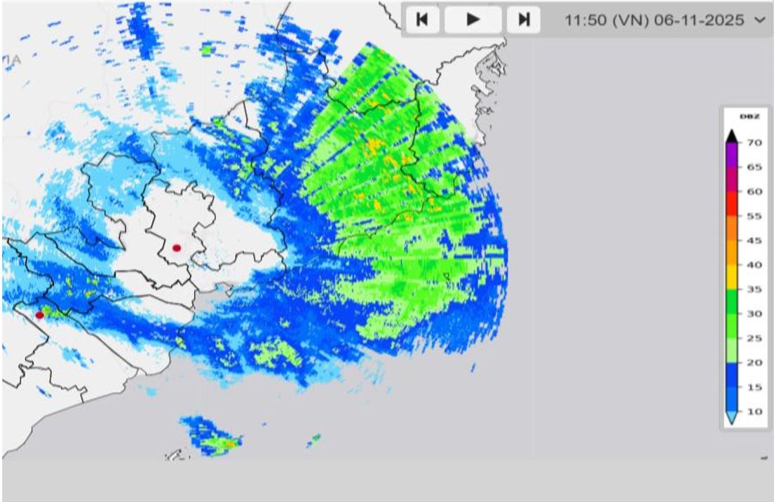 radar image in Tay Ninh province. Photo: Tay Ninh Province Hydrometeorological Station