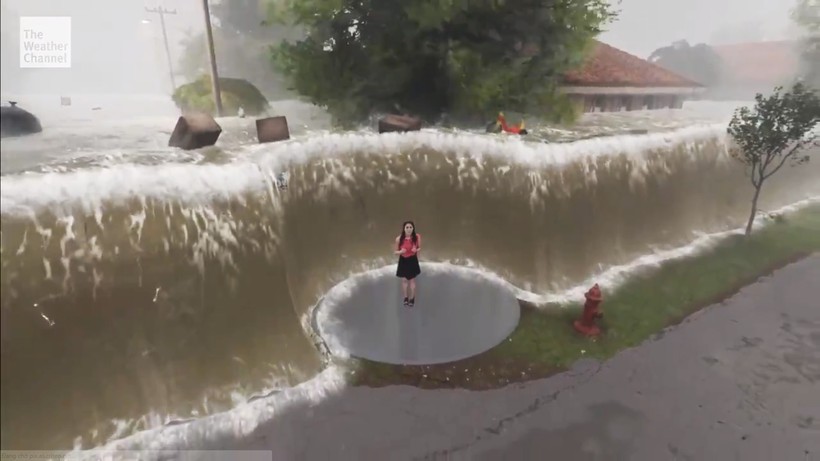 AR - cong nghe thuc te tang cuong giup BTV co the dung giua “mo hinh bao”. Anh cat tu video