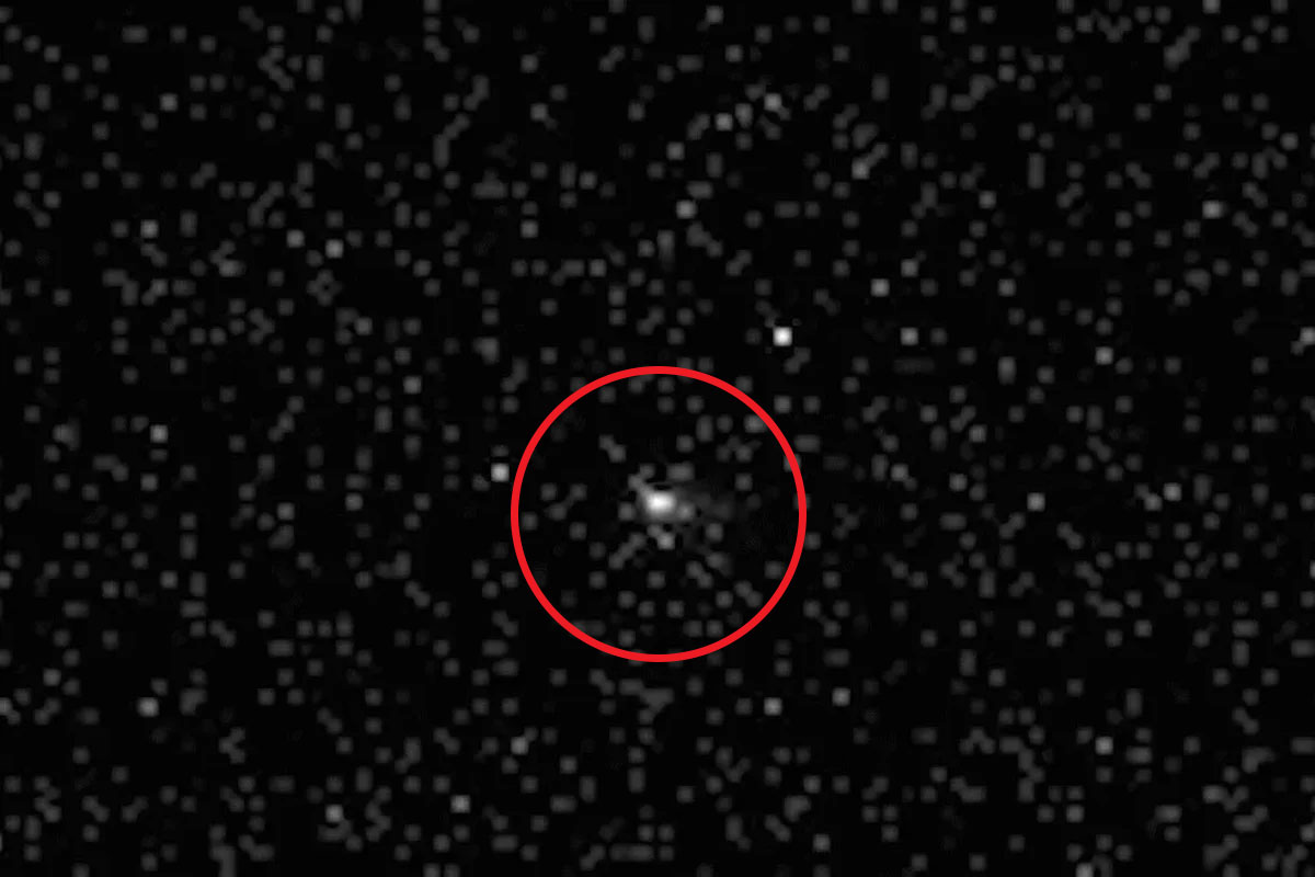 The red circle marks the 3I/Atlas inter-star object captured by China's Tiawen-1 Mars Orbiter on October 3. Photo: CNSA