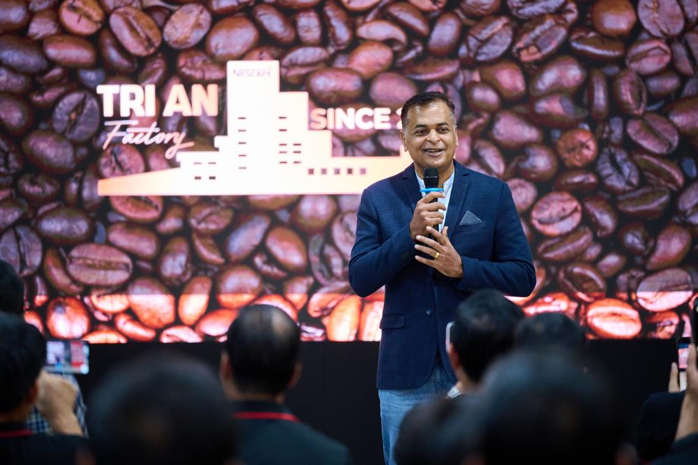 Ong Binu Jacob – Tong Giam doc Nestle Viet Nam phat bieu tai su kien. Anh: Nestle