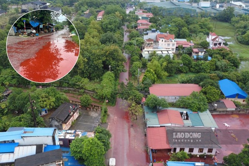 The red liquid layer appeared in the Luu Xa area in early November. Photo: Dang Vu