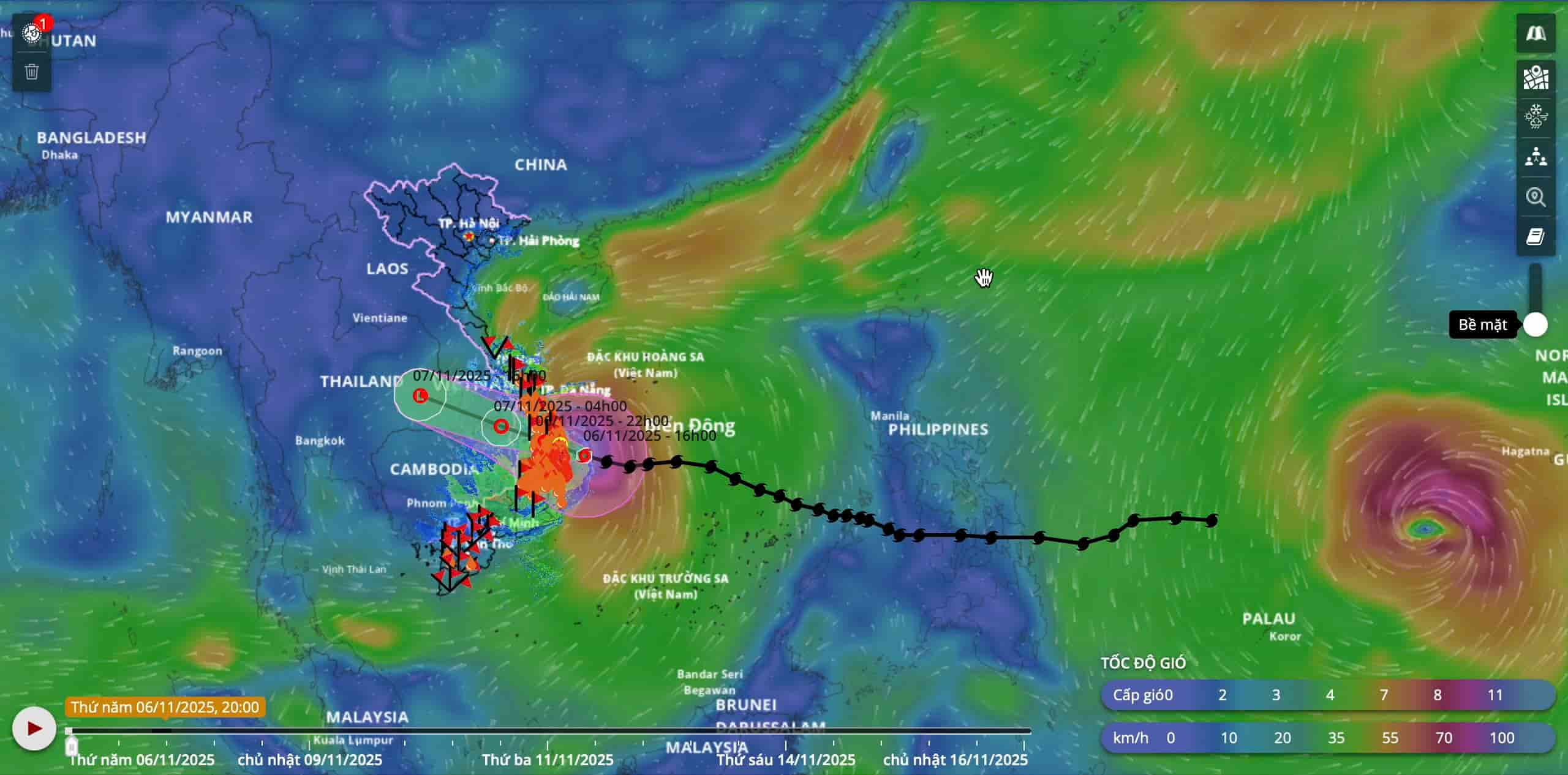Forecast of the provinces with the strongest winds on land after storm No. 13 Kalmaegi made landfall