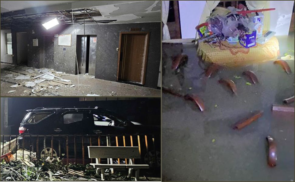 Storm No. 13 swept through, causing the roofs to blown off, collapsing, and flooding a series of houses in Gia Lai. Photo: Hoai Phuong