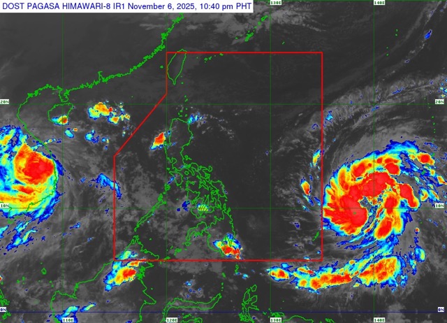 Typhoon Fung-wong (right) will reach its peak intensity when it makes landfall in the Philippines this weekend. Photo: Pagasa