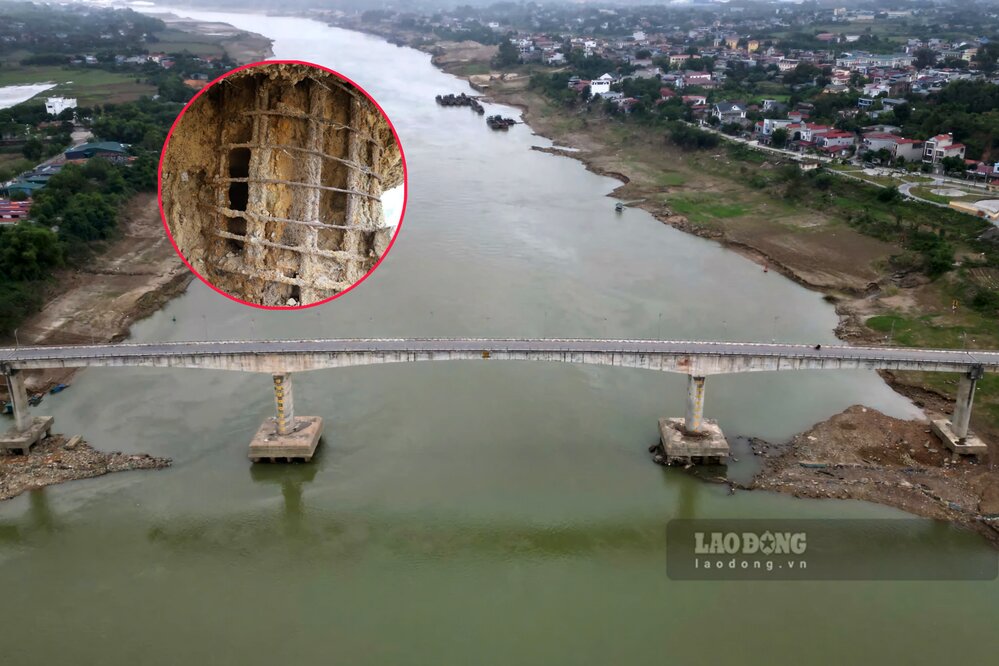 Construccion del puente del rio Lo de acero. Foto: To Cong.