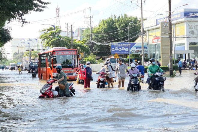 Floods combined with high tides, the central region in the Mekong Delta is forecast to be at risk of affecting. Photo: Ta Quang