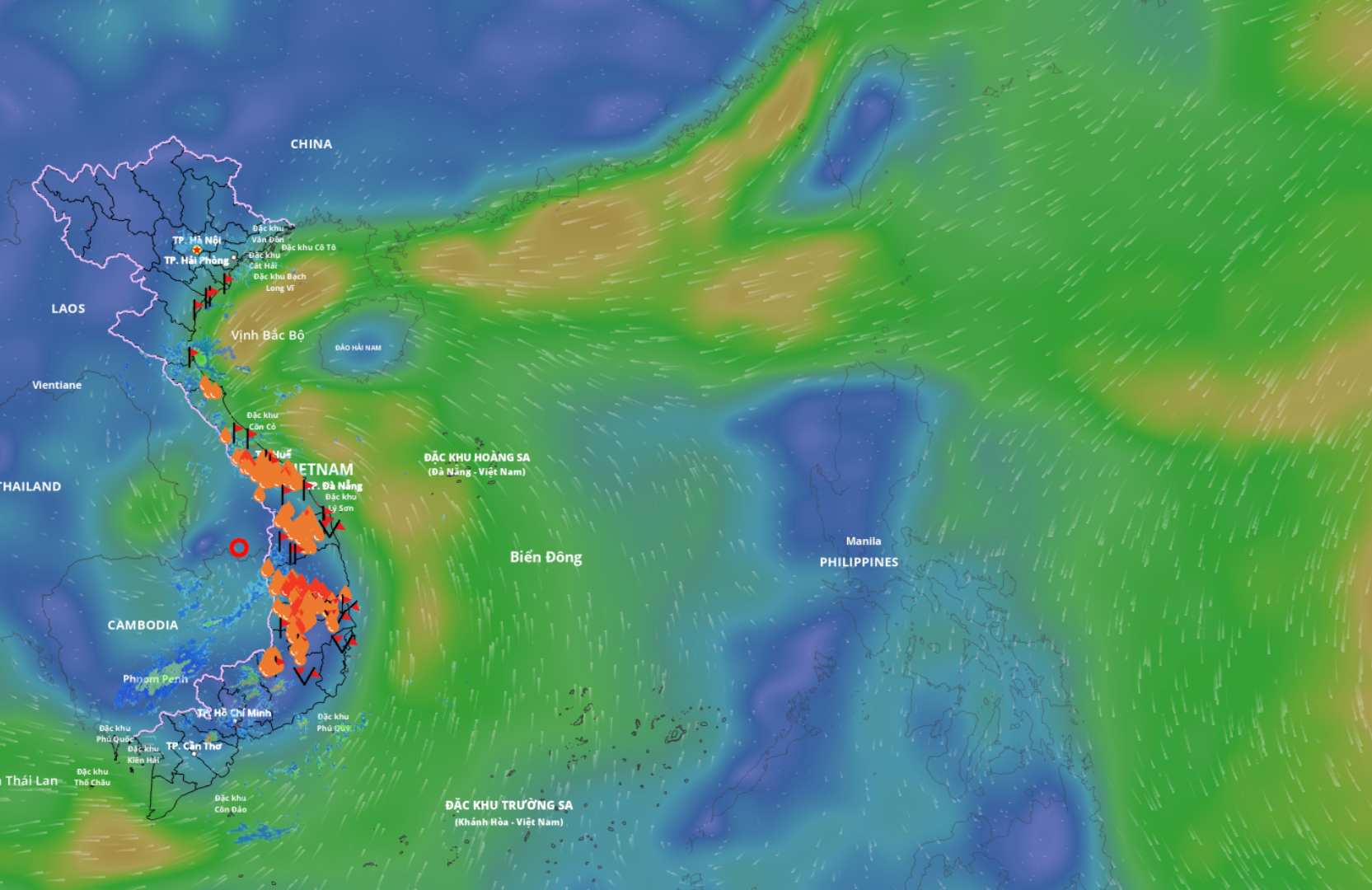 低気圧（暴風雨13号で弱まった）が消滅しようとしています。出典: ベトナム自然災害監視システム