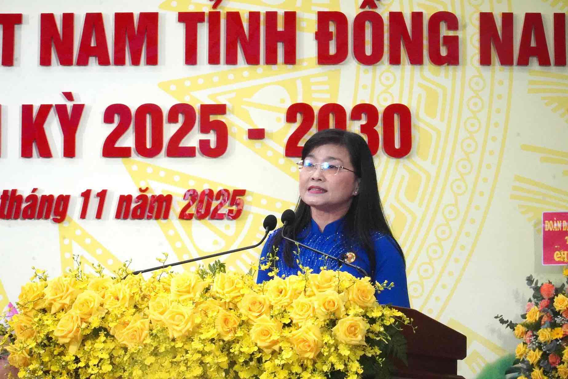 Ba Bui Thi Bich Thuy - Pho Chu tich Thuong truc Lien doan Lao dong tinh Dong Nai tai Dai hoi. Anh: HAC