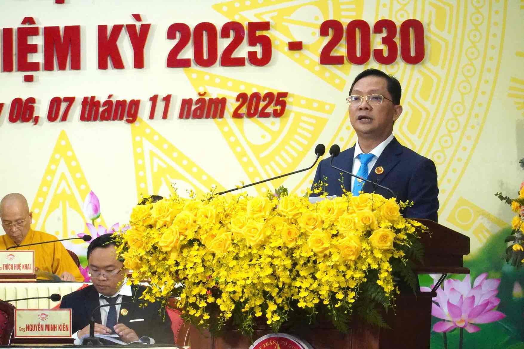 Pho Chu tich Thuong truc Uy ban Mat tran To quoc Viet Nam tinh Dong Nai Ha Anh Dung tai Dai hoi. Anh: HAC