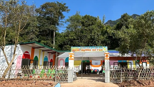 落成式前のナ・パン校。 （出典：TOTOベトナム、訪問時および開校時に撮影）