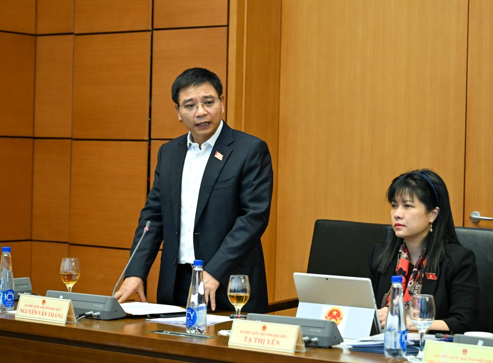 Minister of Finance Nguyen Van Thang talks about the issue of investment in Tran De port. Photo: Pham Dong