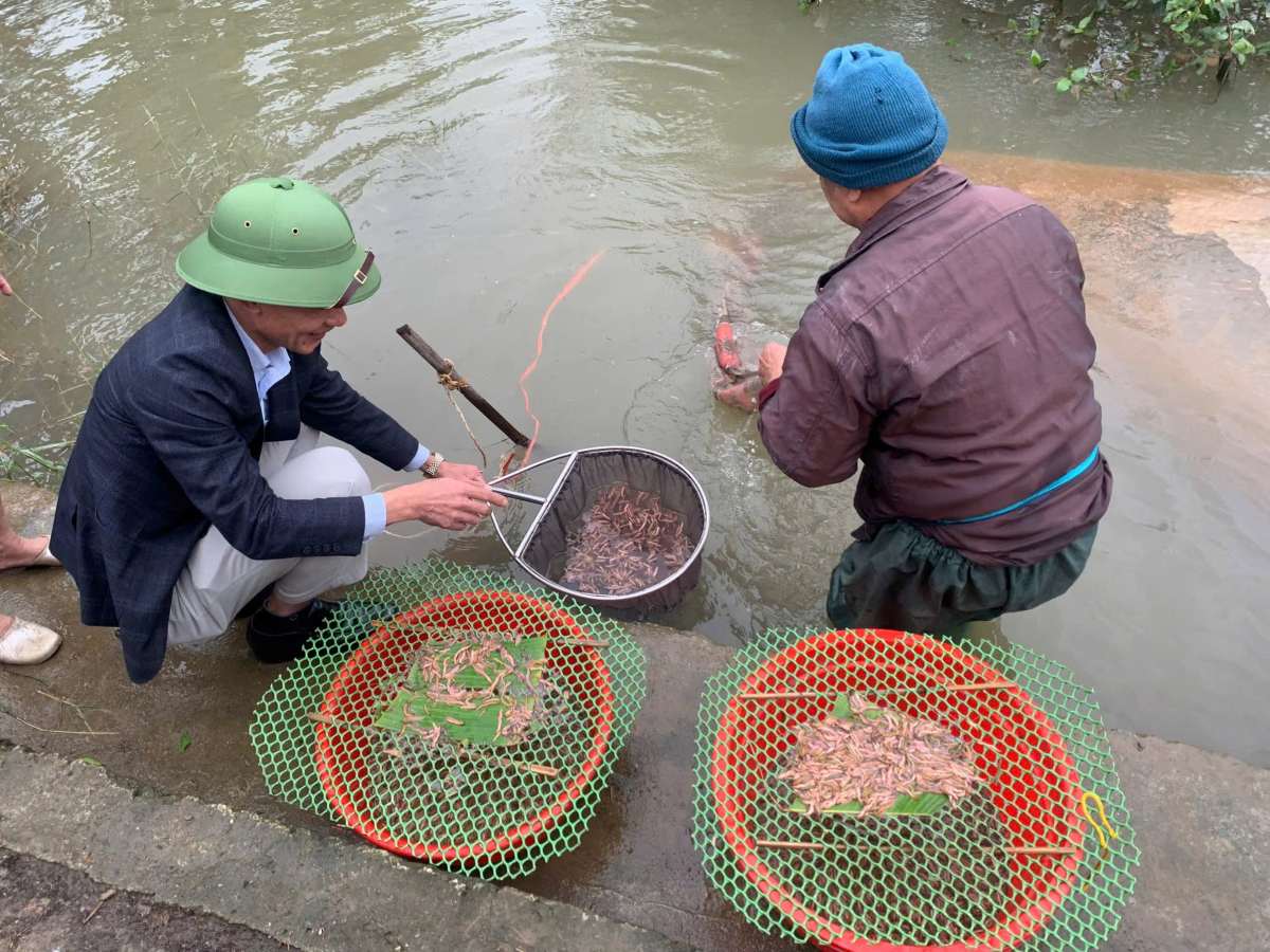 Lanh dao xa Vinh Am tham hoi, dong vien cac ho nuoi ruoi tren dia ban. Ảnh: Xa Vinh Am