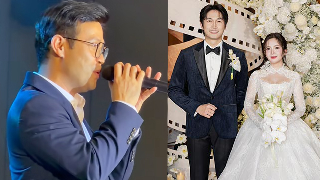 Meritorious Artist Thai Son sang at the wedding party of Ngoc Huyen - Dinh Tu.