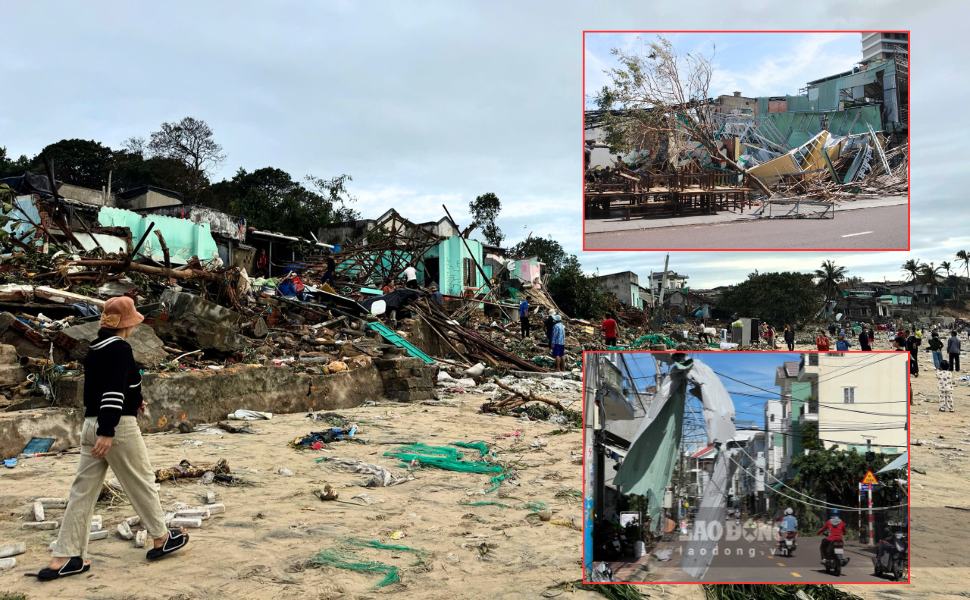 제13호 태풍이 잘라이 성을 강타하여 2명이 사망하고 8명이 부상당했습니다. 12 000채 이상의 지붕이 날아가고 수백 개의 전신주가 쓰러졌습니다... 사진: 호아이 프엉