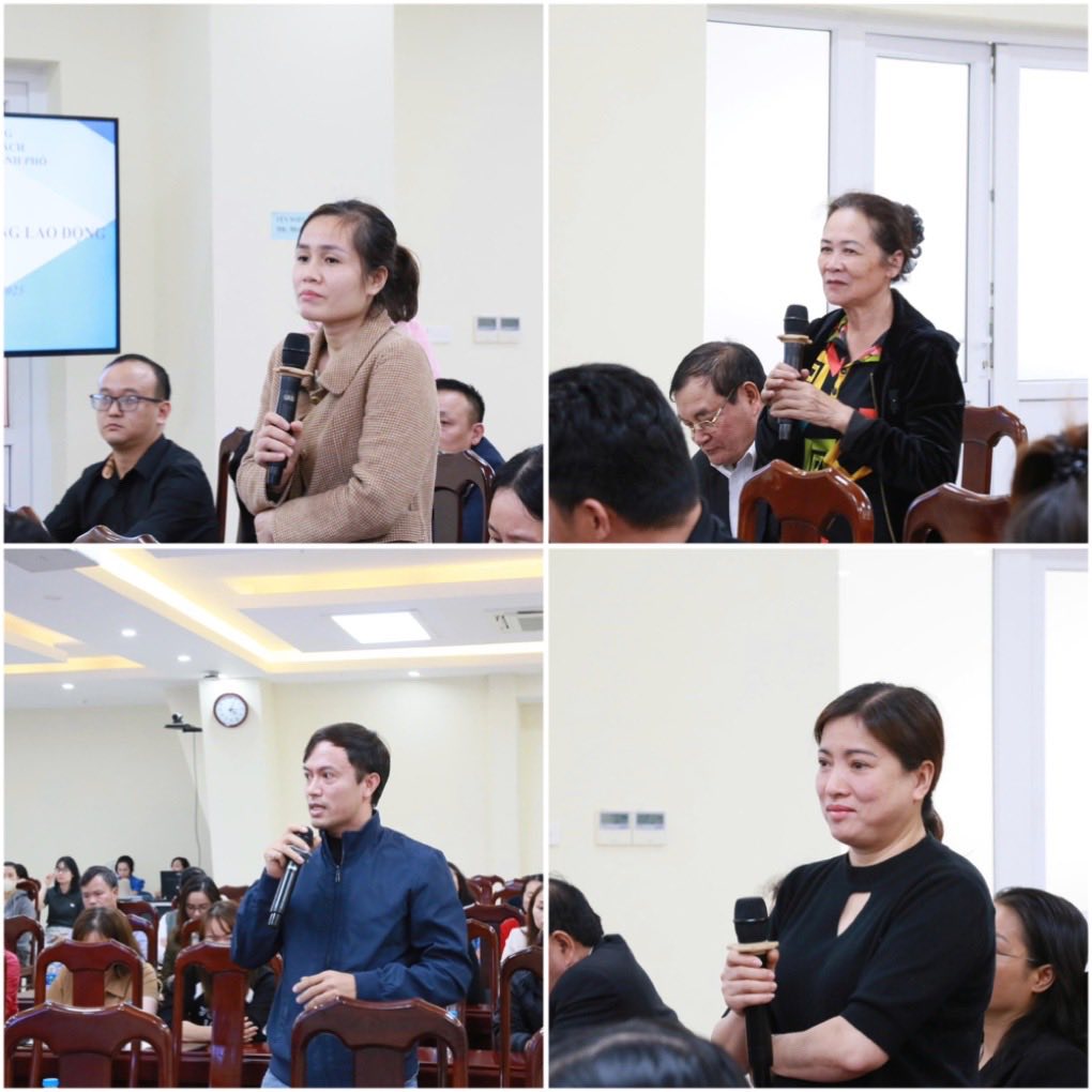 Dai dien don vi su dung lao dong phat bieu tai hoi nghi. Ảnh: BHXH TP Hai Phong