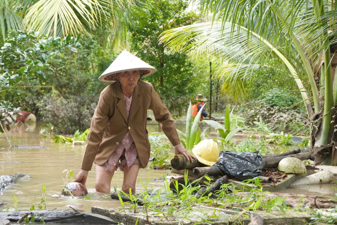 Vuon cay an trai, ao ca,...bi thiet hai. Anh: Ta Quang