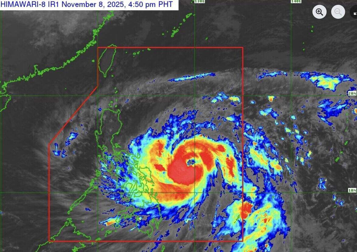Bao Fung-wong du bao thanh sieu bao trong vai gio toi. Anh: PAGASA