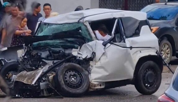 Escena del accidente que causo la muerte de una mujer en Phu Tho. Foto: Proporcionada por la gente