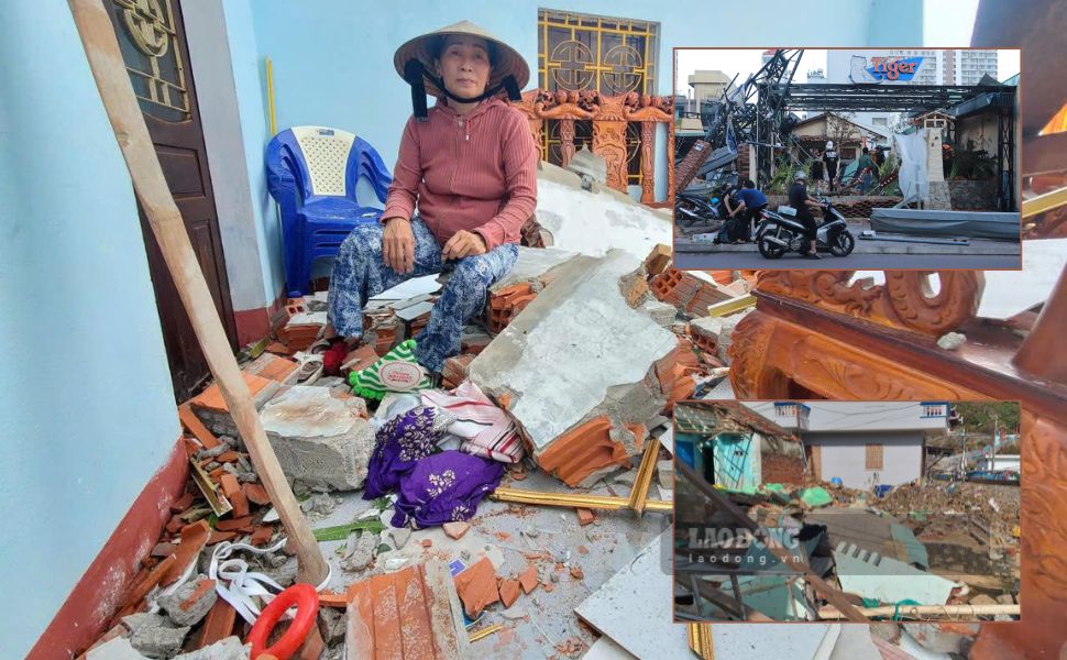 Gia Lai 주민들은 맹렬한 폭풍우가 몰아친 밤 이후 하늘을 지붕 삼아 땅을 이불 삼아 지내는 상황에 처했습니다. 사진: Hoai Phuong