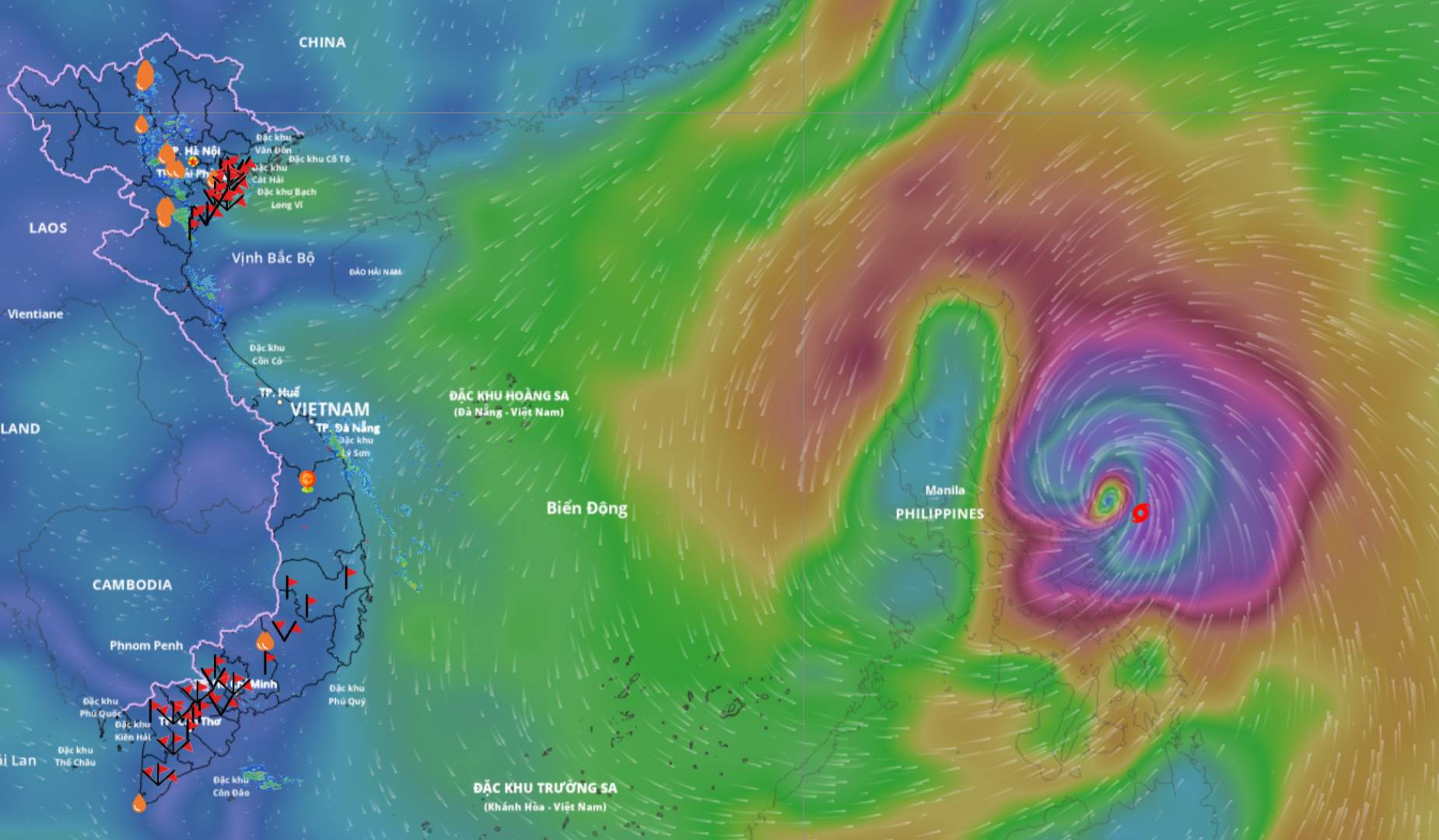 The very strong typhoon Fung-wong is active in the sea east of the central Philippines. Photo: Vietnam Disaster Monitoring System
