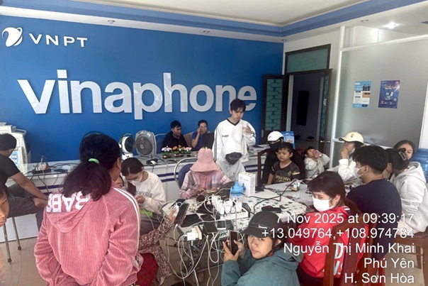 Mot diem sac mien phi cua VNPT tai xa Son Hoa, tinh Dak Lak ngay 7.11.2025. Anh: VNPT