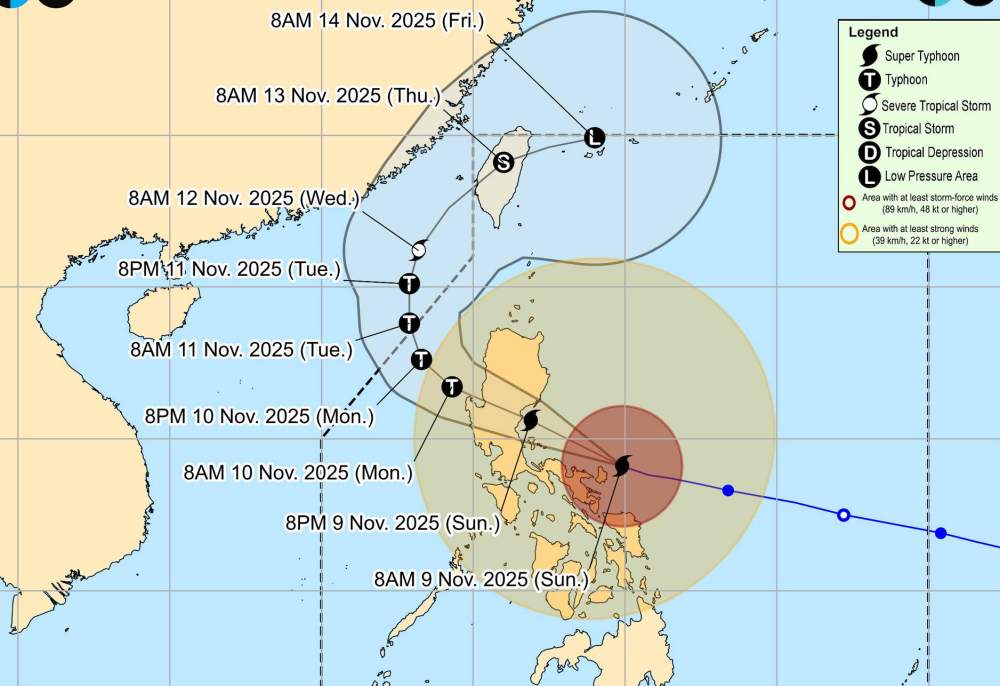 Sieu bao Fung-wong di duong vong khi tien vao Bien Dong. Anh: PAGASA