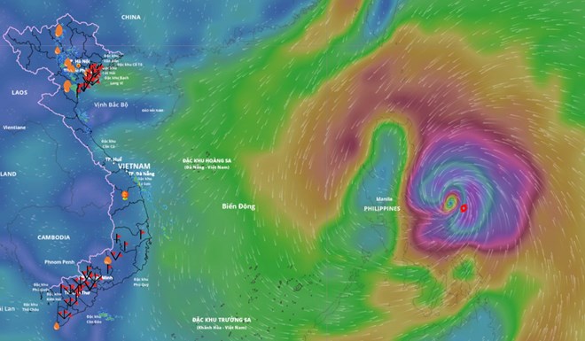 The very strong typhoon Fung-wong is active in the sea east of the central Philippines. Photo: Vietnam Disaster Monitoring System