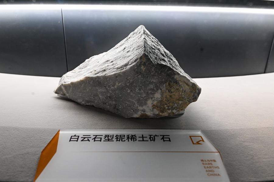 Rare earth ore samples are on display at the Rare Earth Museum in Bao Dau, Inner Mongolia, China, May 10, 2024. Photo: Xinhua