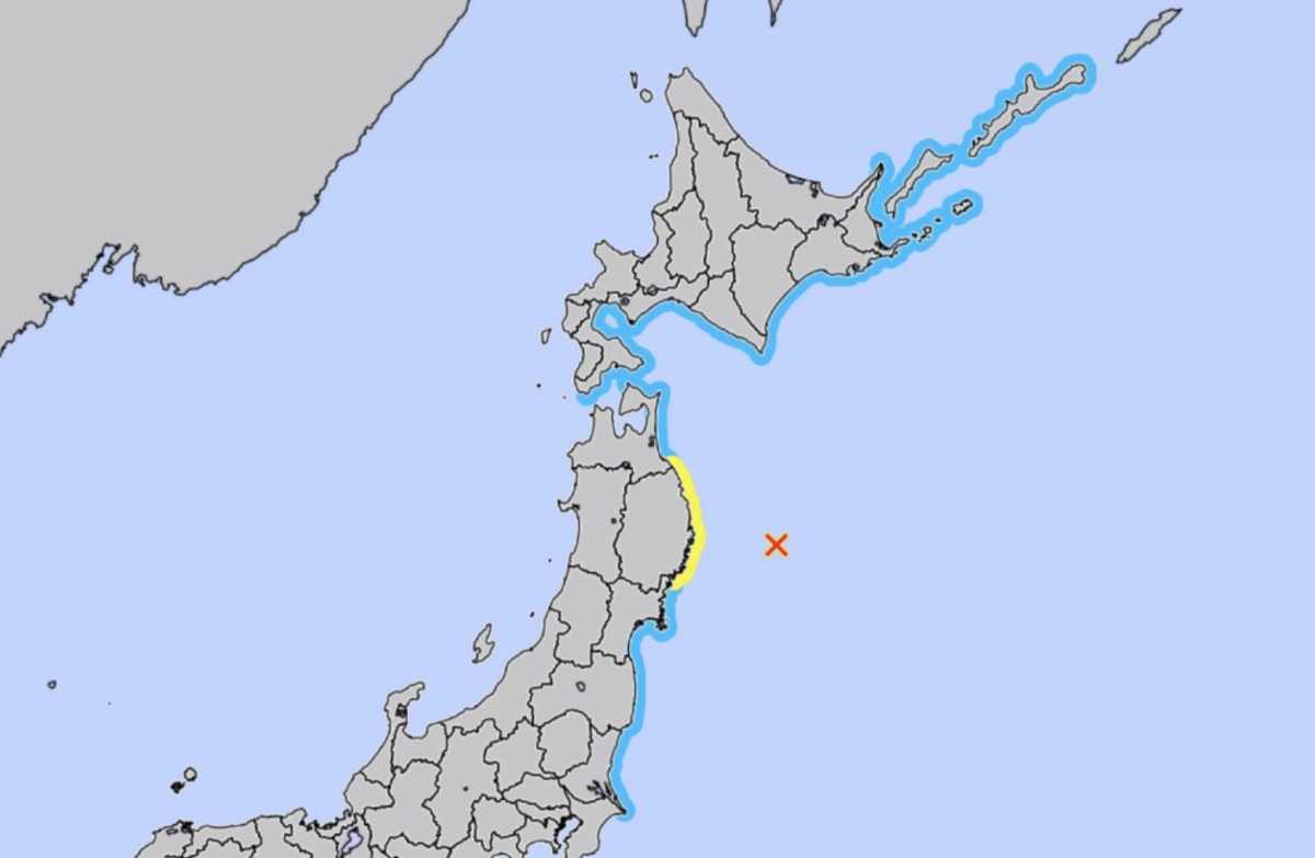Location of the earthquake on November 9 off the coast of Japan (red x sign). Photo: JMA