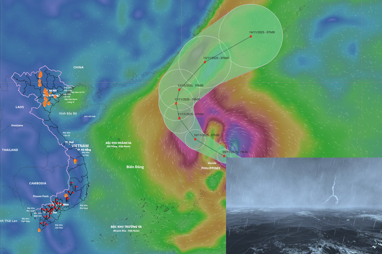 Forecast of bad weather in the next 2 days due to the arrival of very strong storm No. 14 in the East Sea