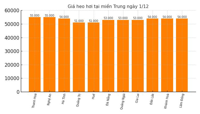 Gia heo hoi hom nay 1.12 tai khu vuc mien Trung. Do hoa: Thuy Linh