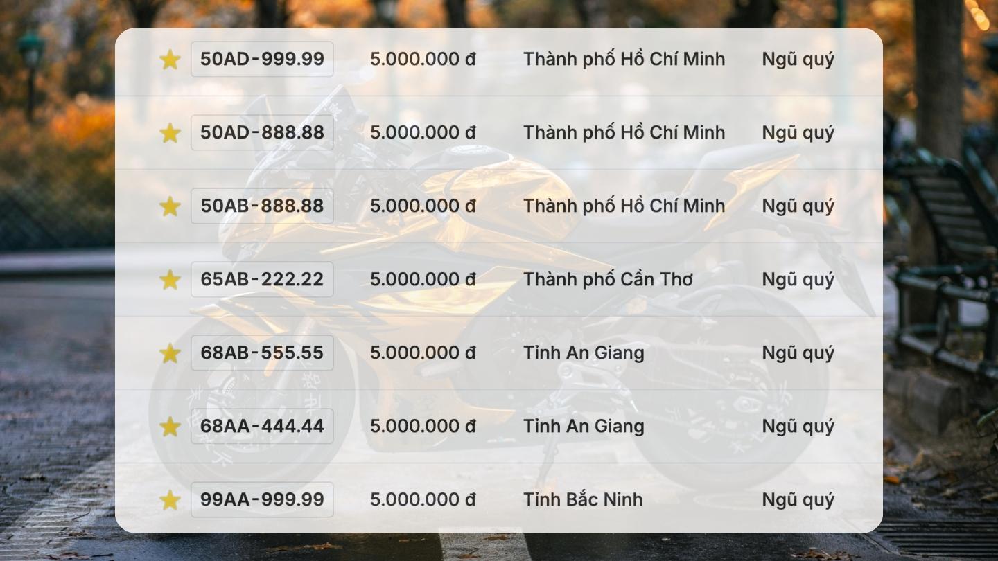 Bien so xe may co trong phien dau gia ngay 1.12. Do hoa: Hao Thien