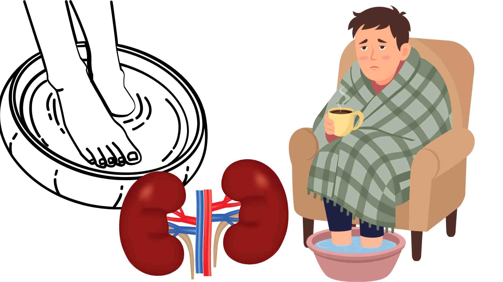 Soaking your feet in salt water is good for your kidneys. Graphics: Ha May