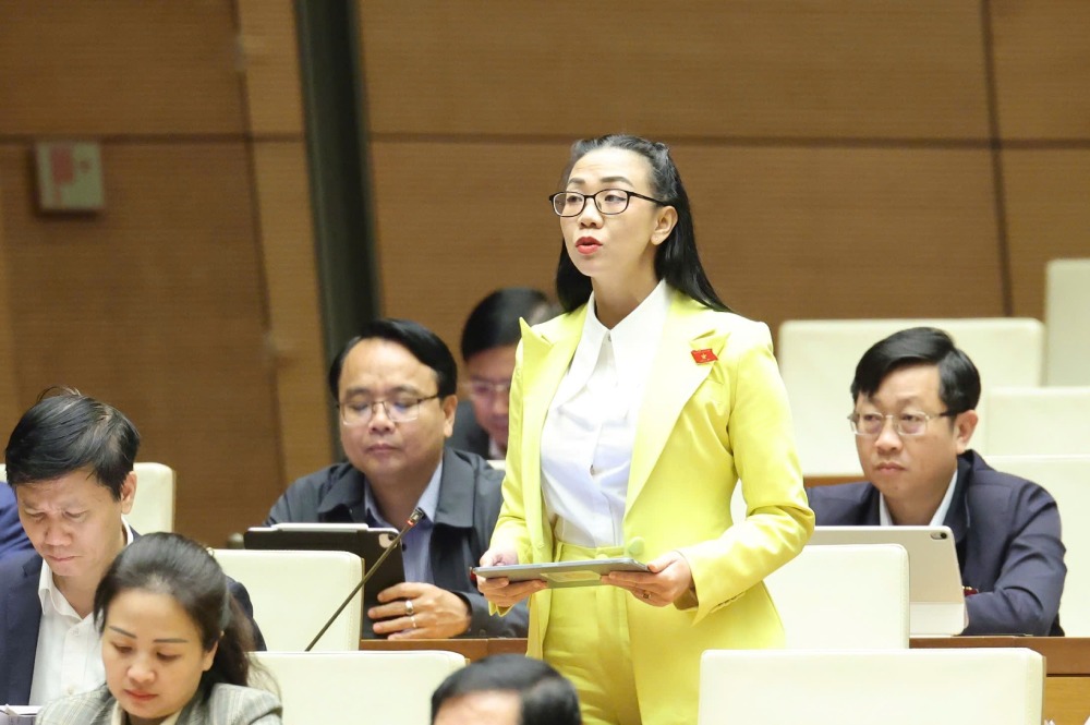 Delegate Trinh Thi Tu Anh stated "an expensive lesson that Vietnam cannot repeat" in rare earth exploitation. Photo: Pham Dong