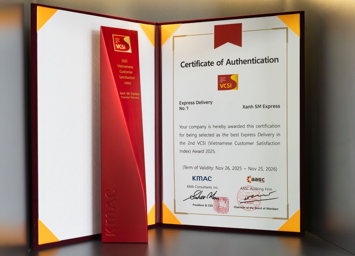 Xanh SM Express xep vi tri so mot trong nganh Chuyen phat nhanh – Buu kien theo khao sat VCSI 2025. Anh: Xanh SM