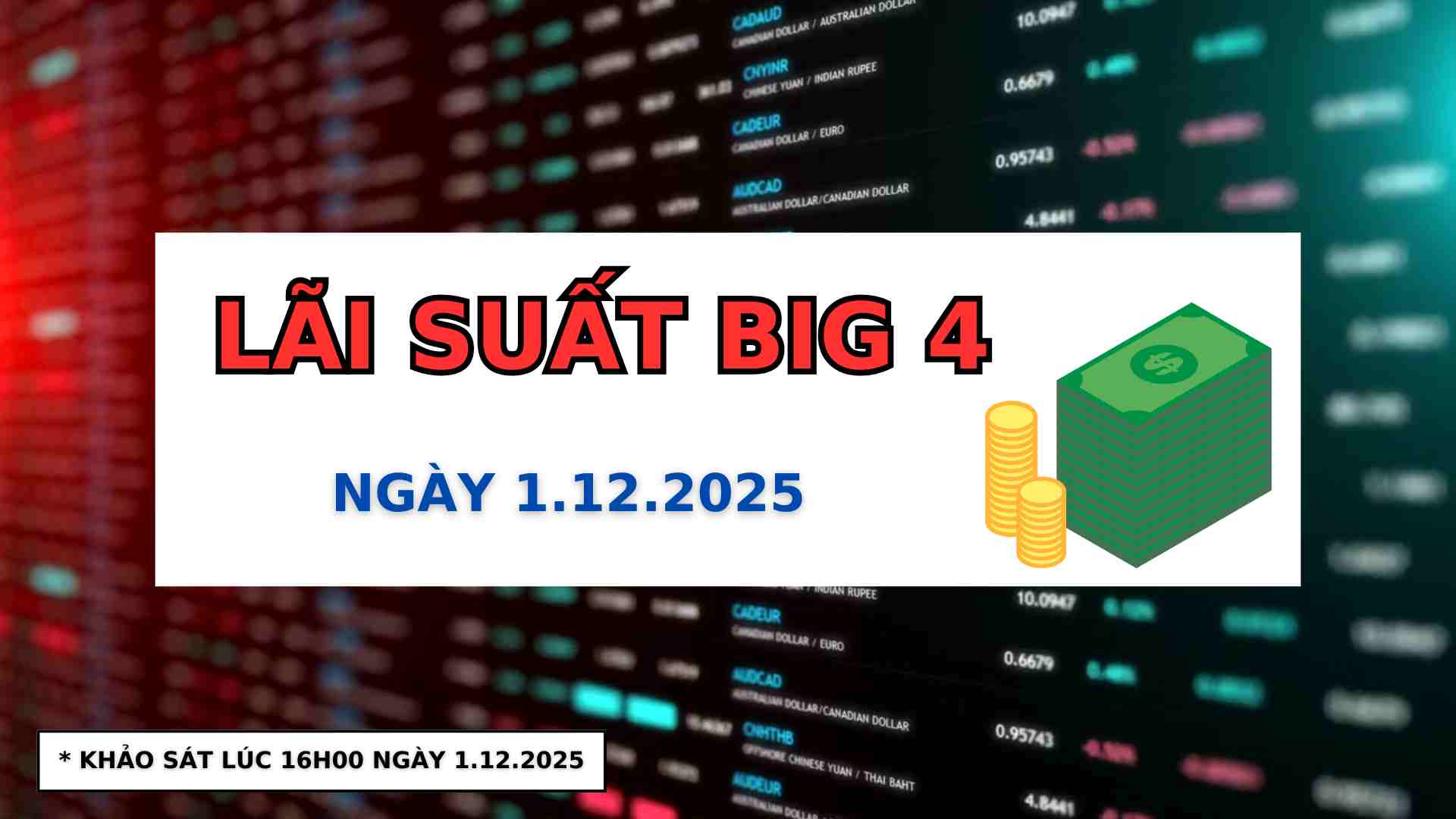アグリバンク、BIDV、ベトコムバンク、ベトインバンクの金利更新 2025年12月1日。イラスト:Thach Lam