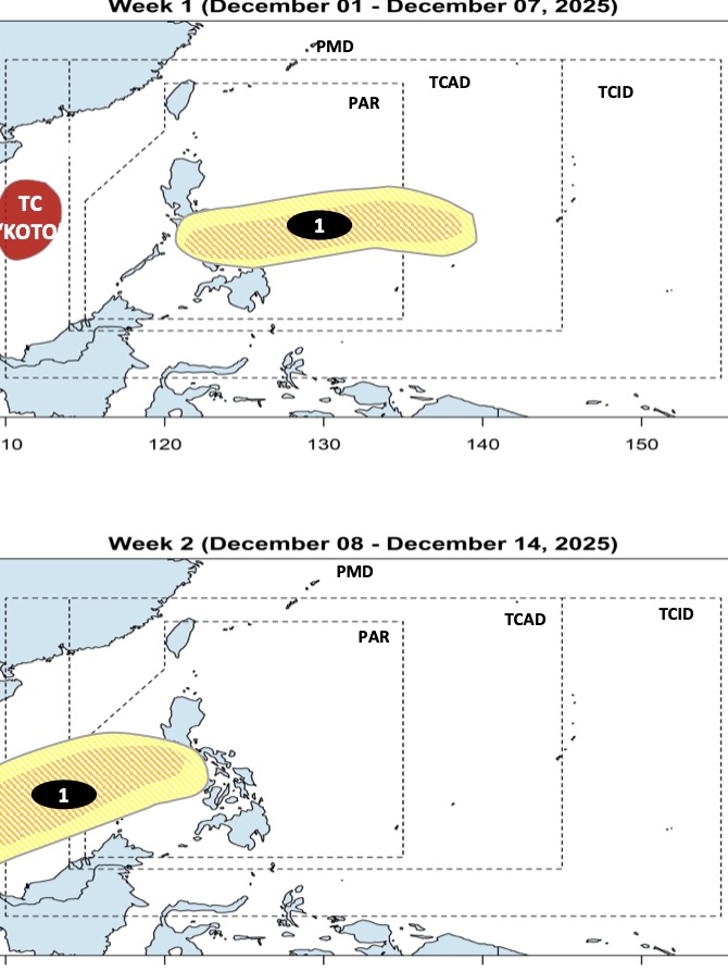 Du bao thoi diem ap thap moi di vao Bien Dong. Anh: PAGASA