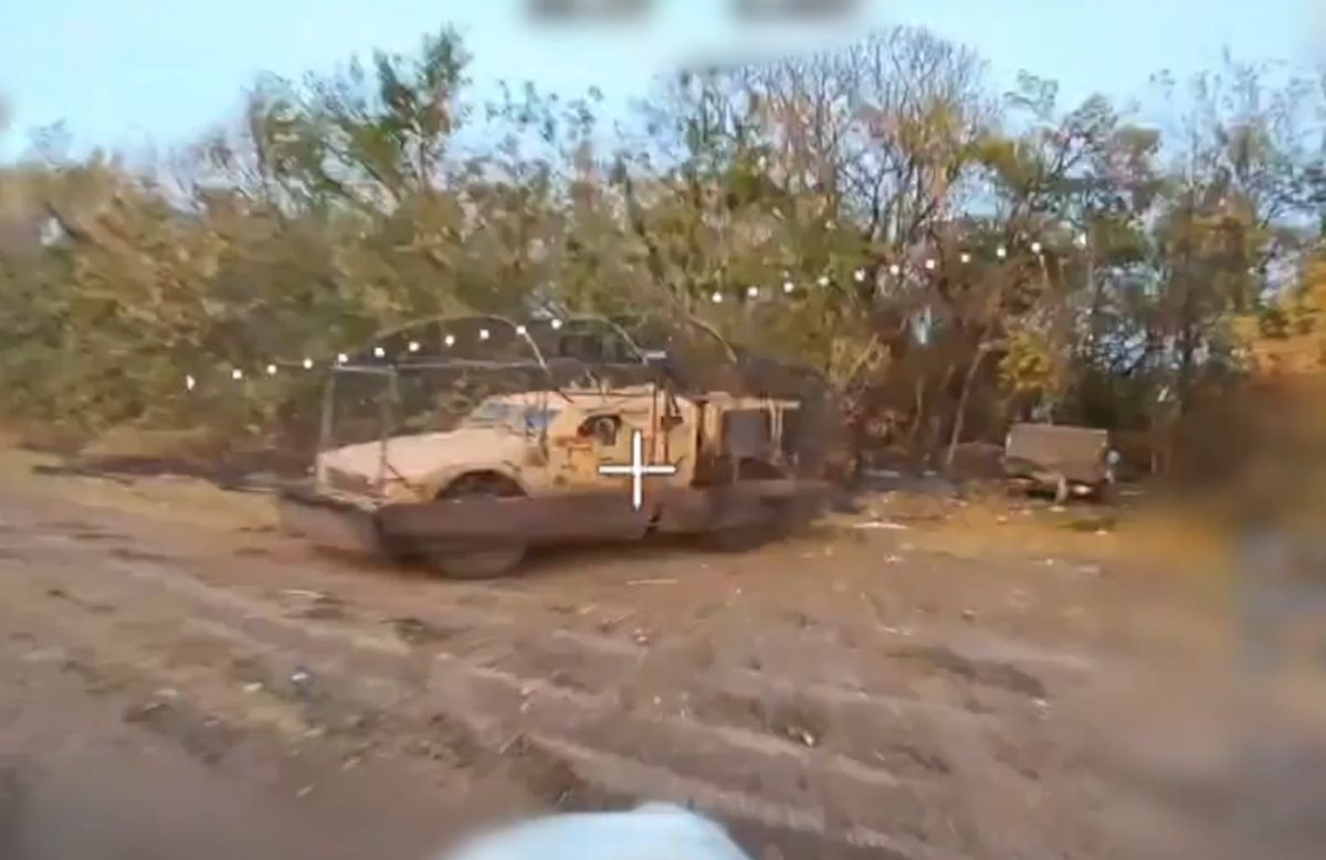 The Russian military targeted Ukrainian military vehicles. Photo cut from video of the Russian Ministry of Defense