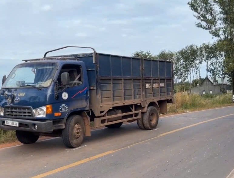 Hiện trường vụ sau va chạm, xe tải tiếp tục cán qua người đi bộ khiến nạn nhân tử vong. Ảnh: Bạn đọc cung cấp